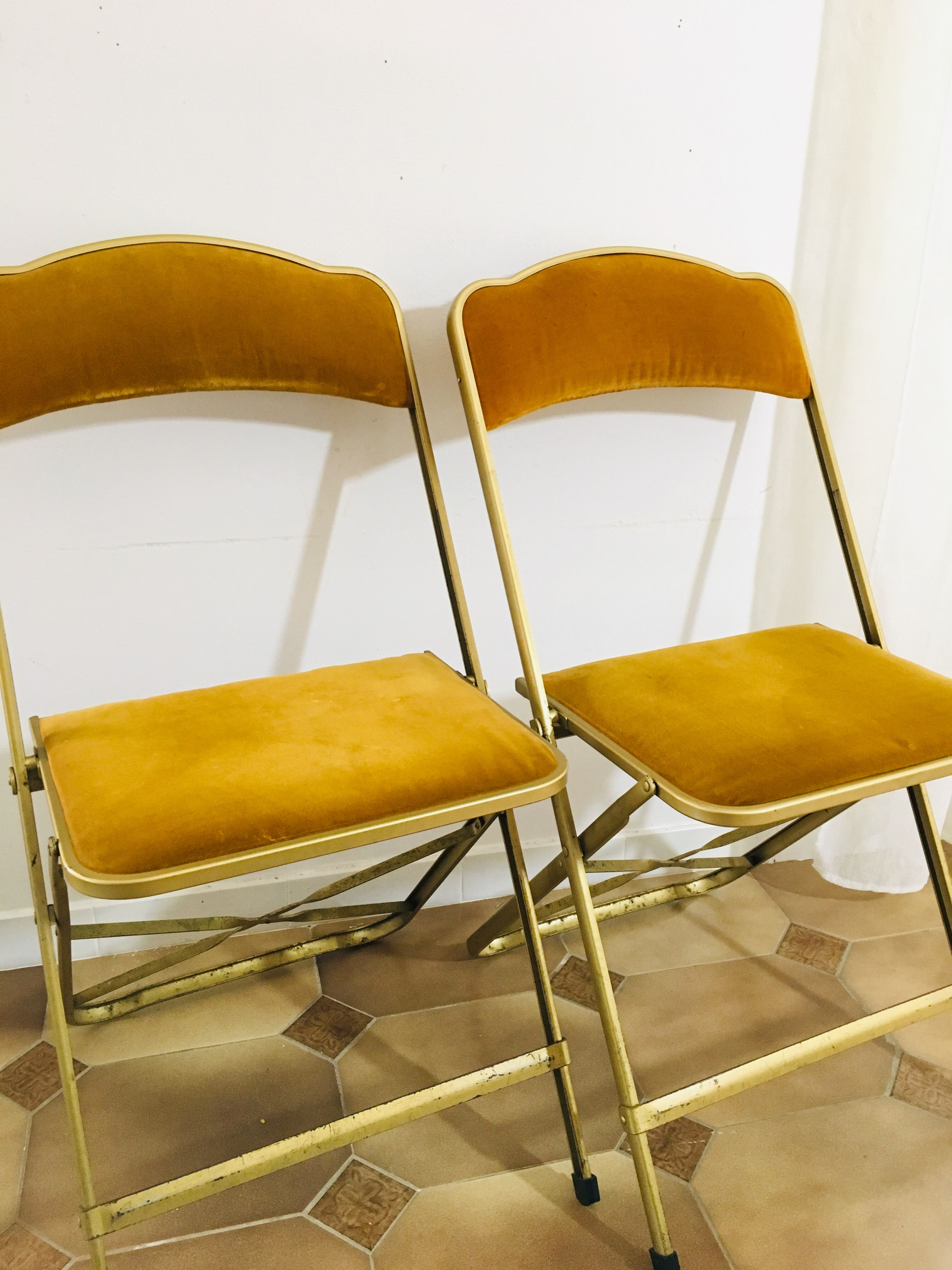Lot de 2 chaises pliantes en velours