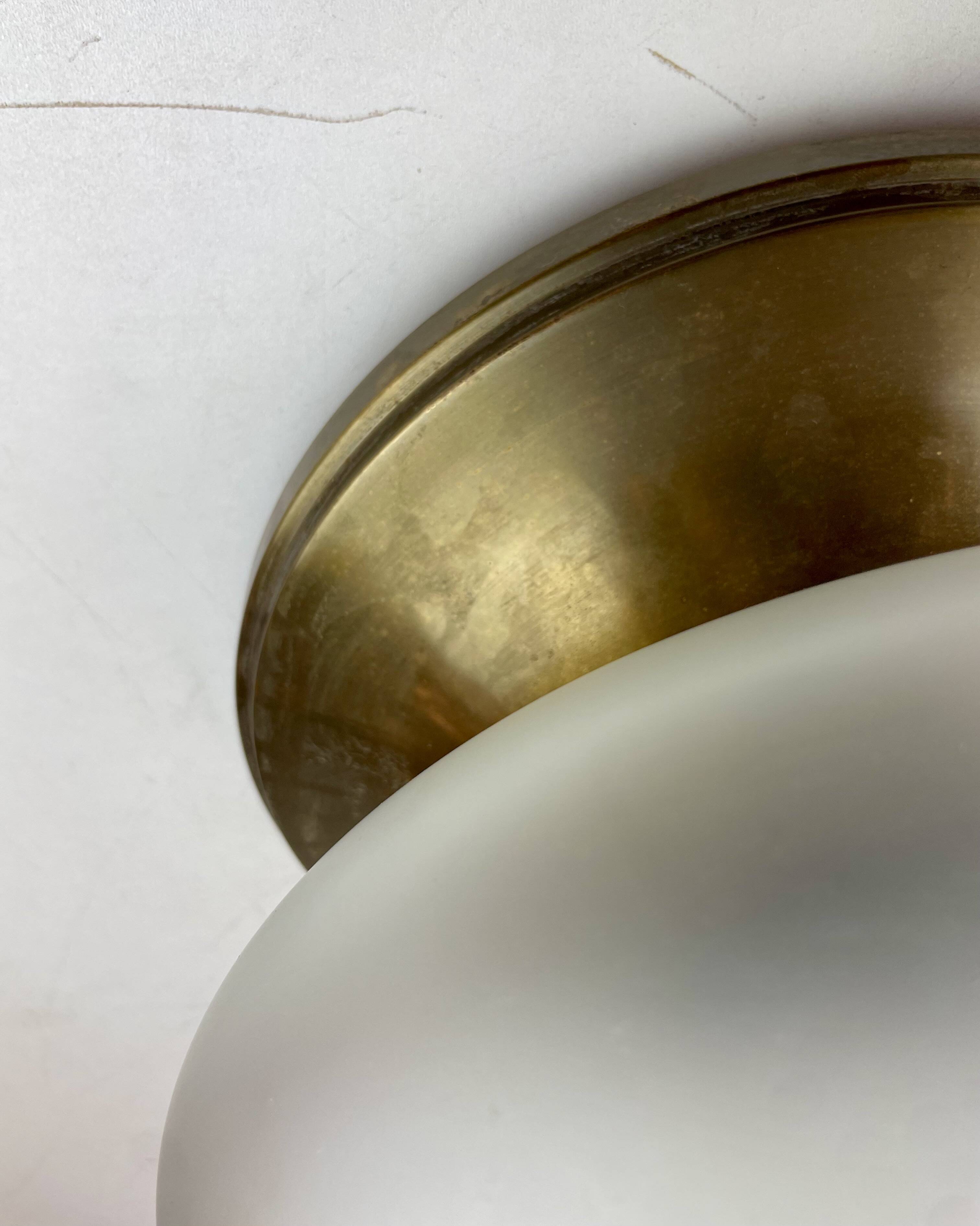 Brass & Murano Glass Ceiling Lamp, Italy, 1960s