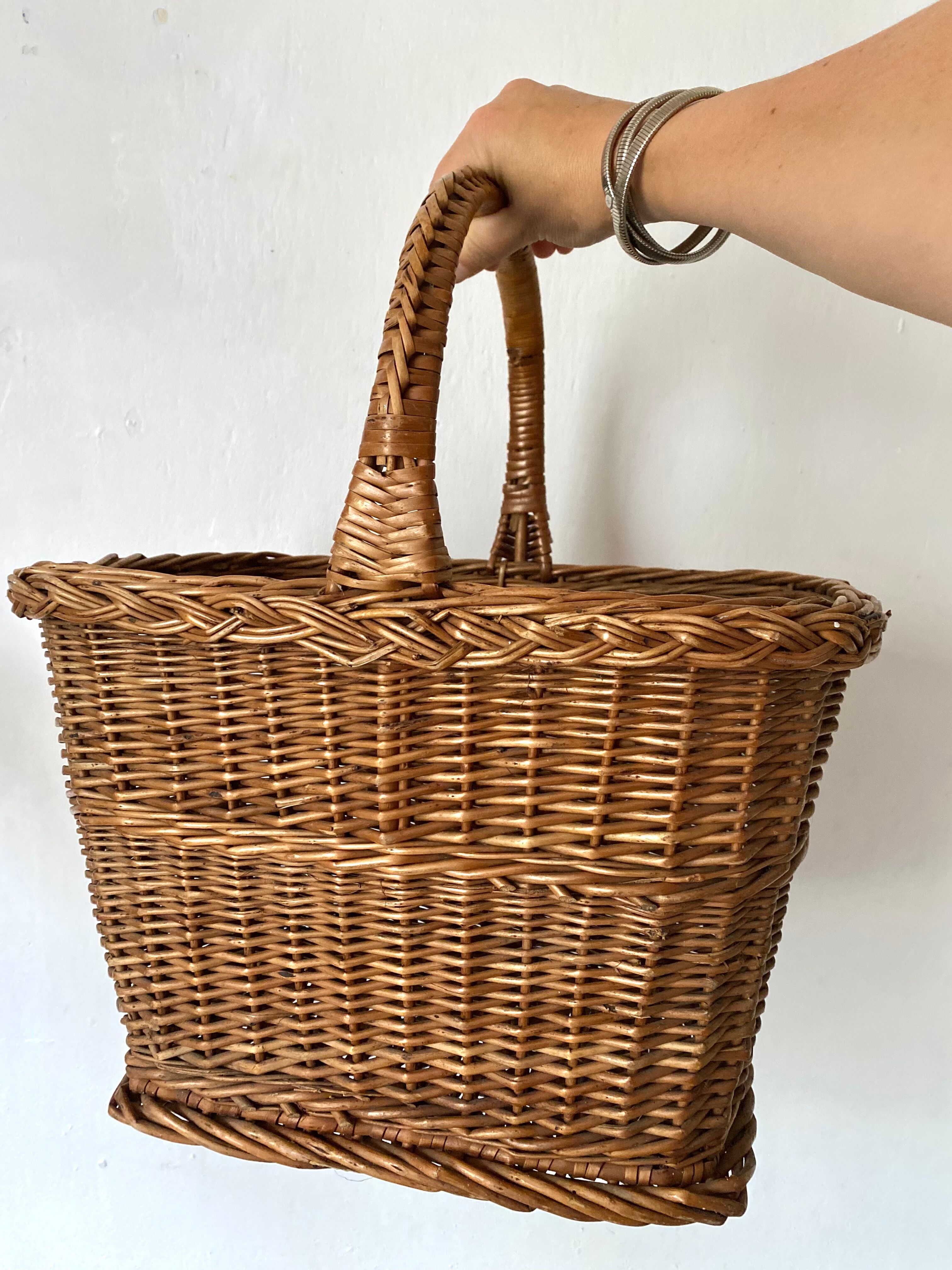 Vintage basket in woven rattan