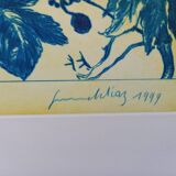 Original lithograph by Gérard Diaz (1938-2021), "la vigne, le raisin, le vin", 1999.