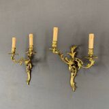 Paire d’appliques de style Louis XV en bronze doré, XXème siècle