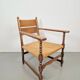 Vintage Dutch Bobbin Armchair in Oak and Rush, 1930s