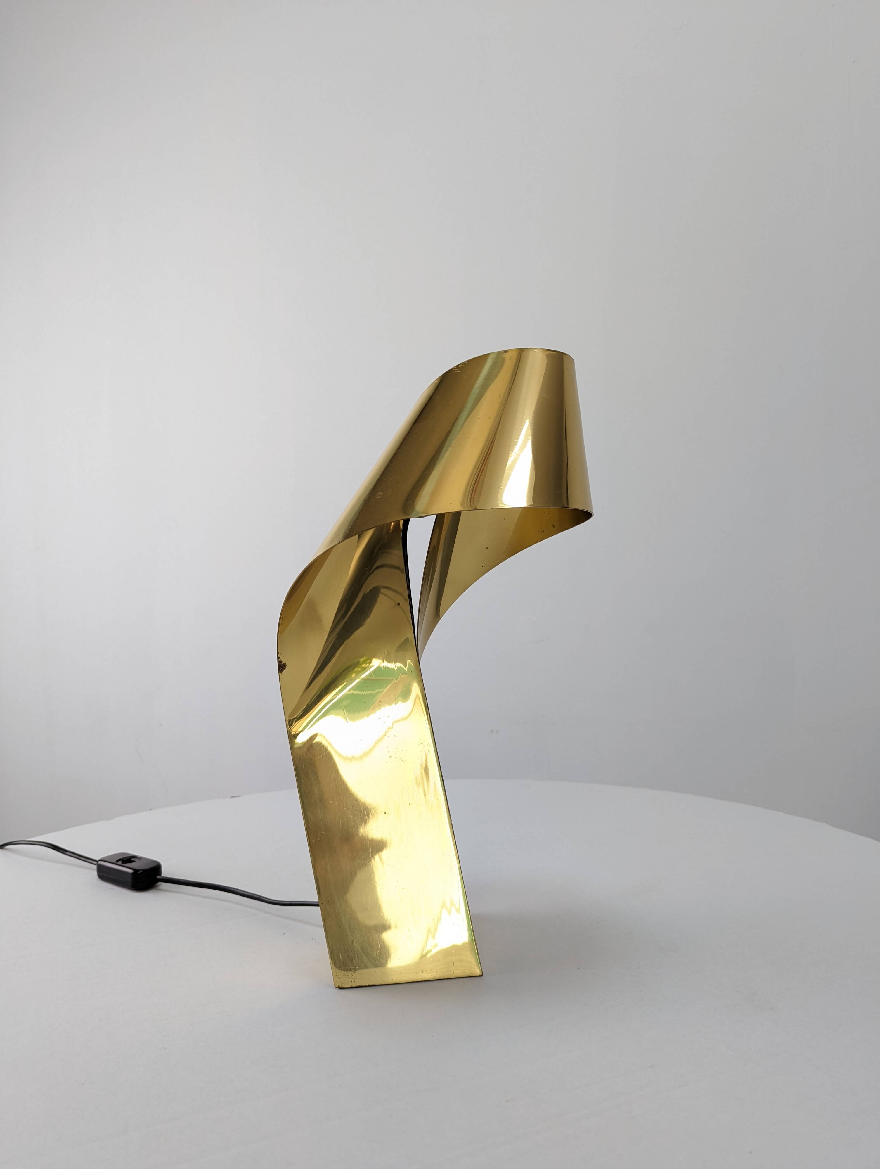 Limited Edition Sculptural Brass Lamp by Serge Mansau, 1970s