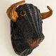 Rare polychrome wicker bull's head trophy, circa 1950.