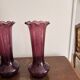 Pair of Trumpet Shaped Soliflore Vases, Purple, Mid Century, Italy, Empoli