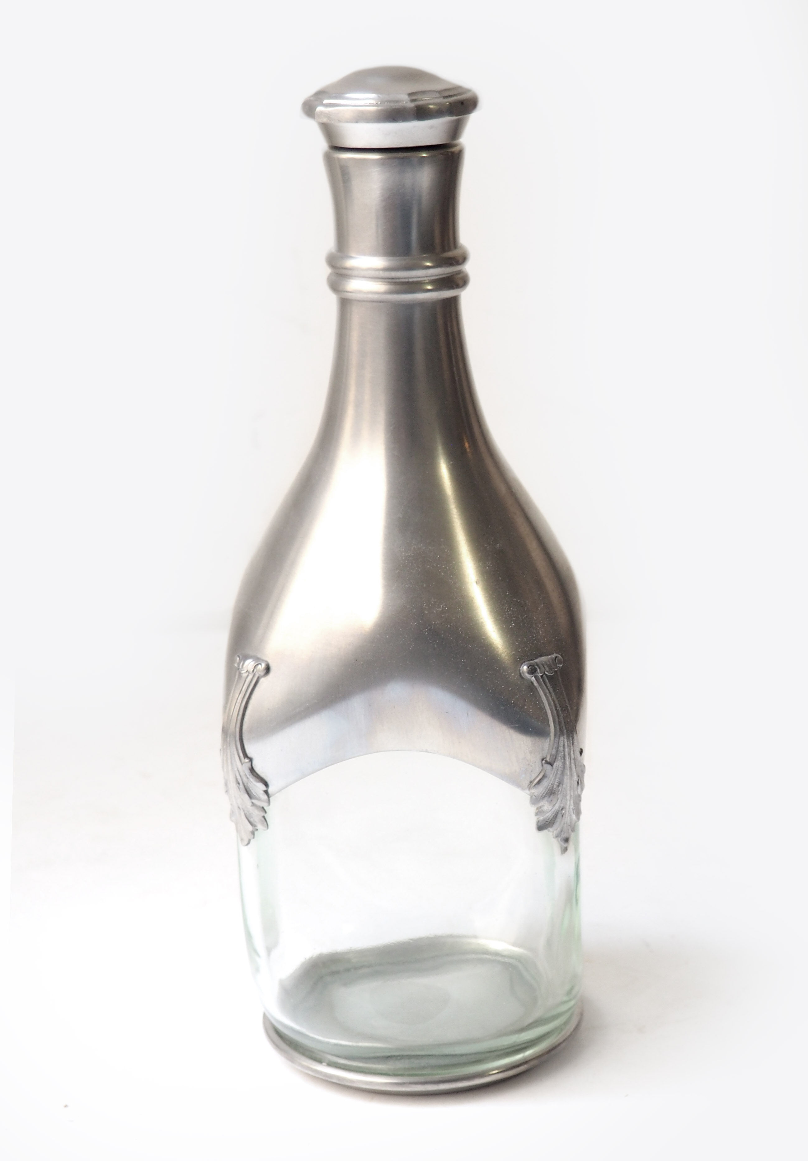 Crystal and pewter carafe