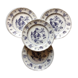 4 plates blue décor