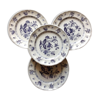 4 plates blue décor
