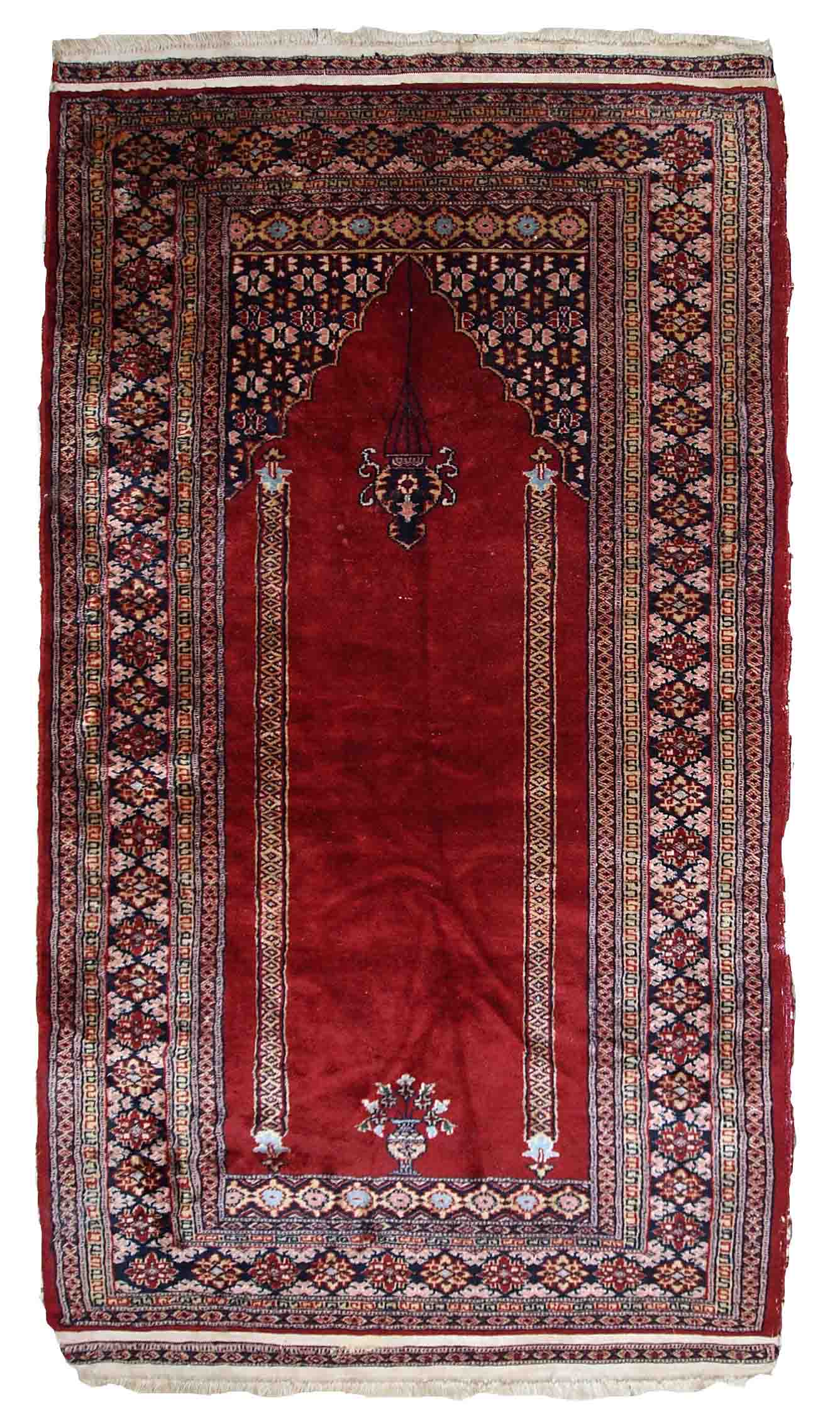 Vintage Pakistani carpet Lahore handmade 94cm x 178cm 1960s, 1C806