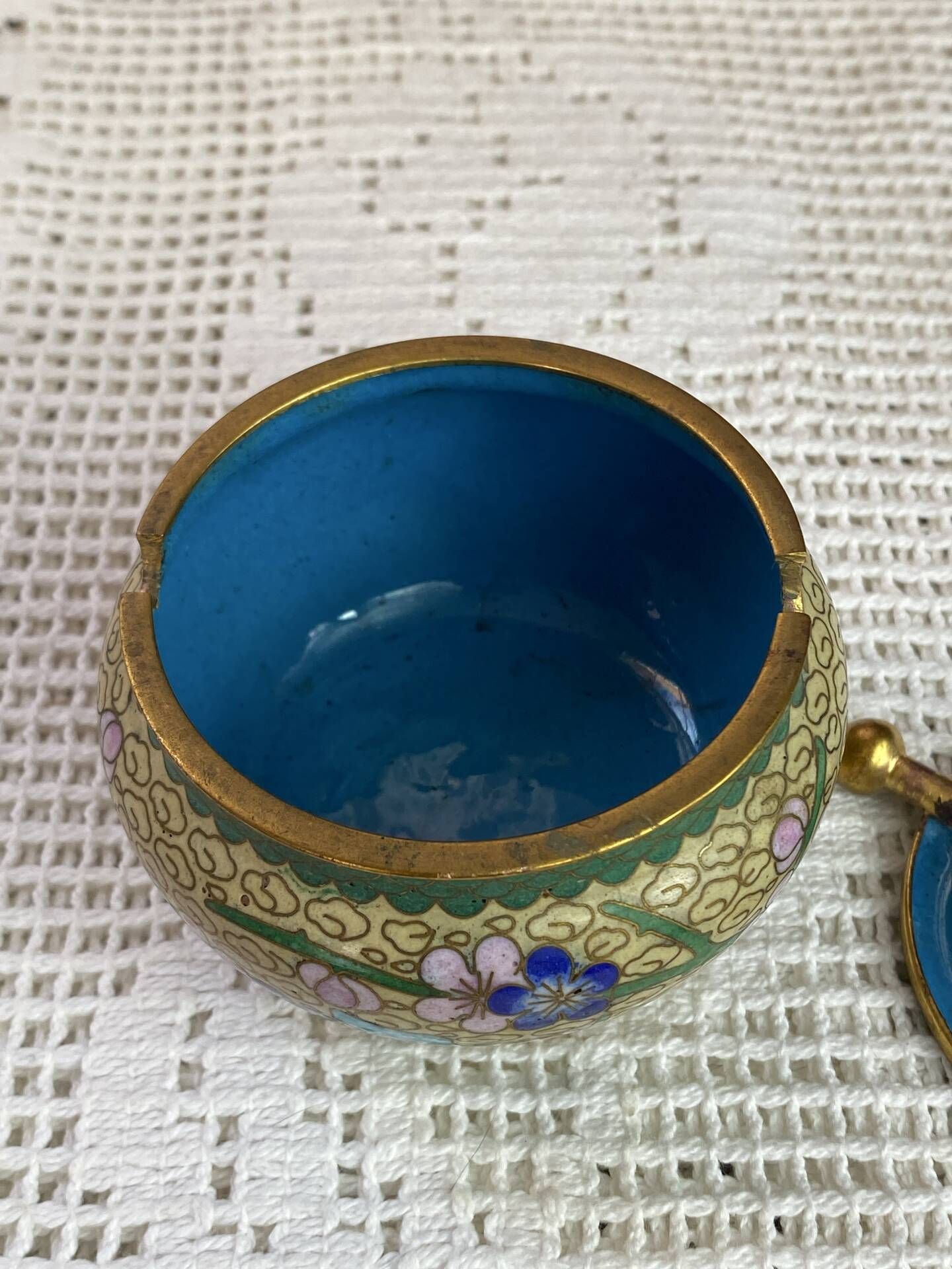 Enamelled brass ashtray