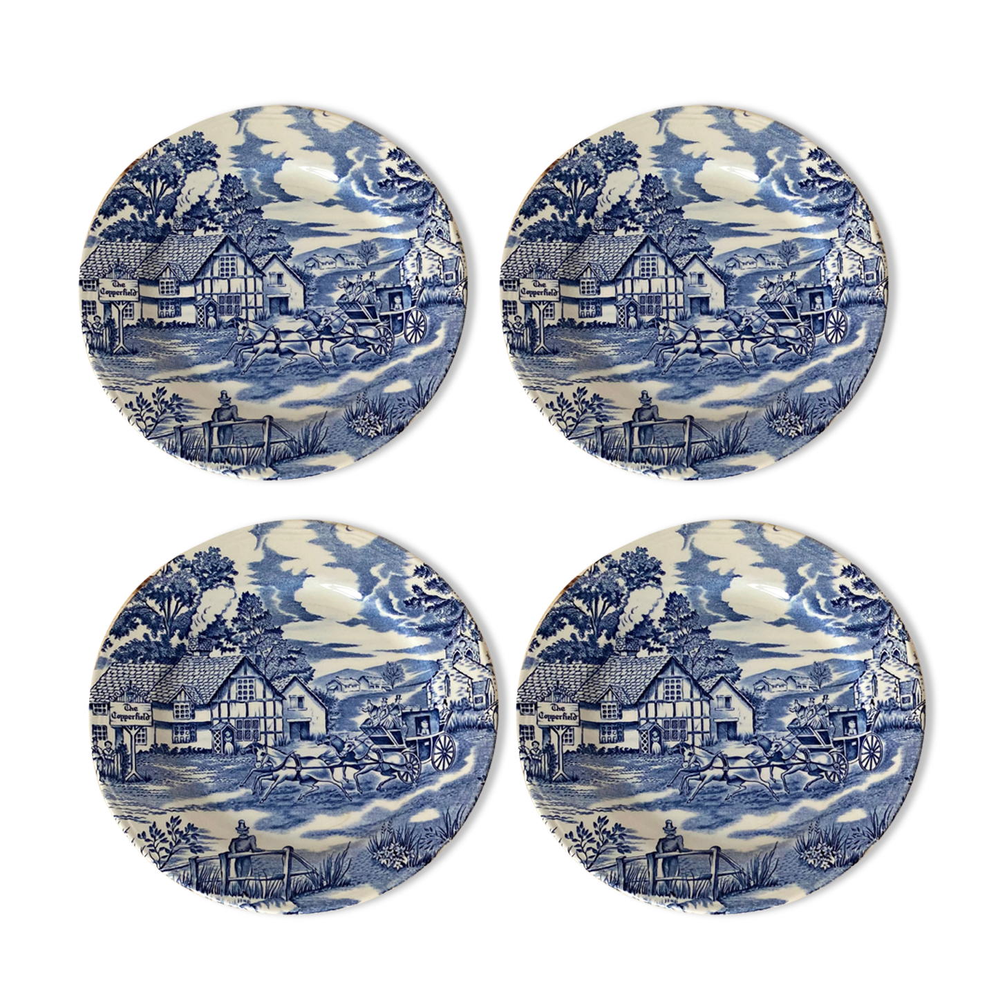 Assiettes à dessert Luneville bleues
