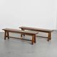 Mahogany dining table and benches, mountain work, France circa 1960