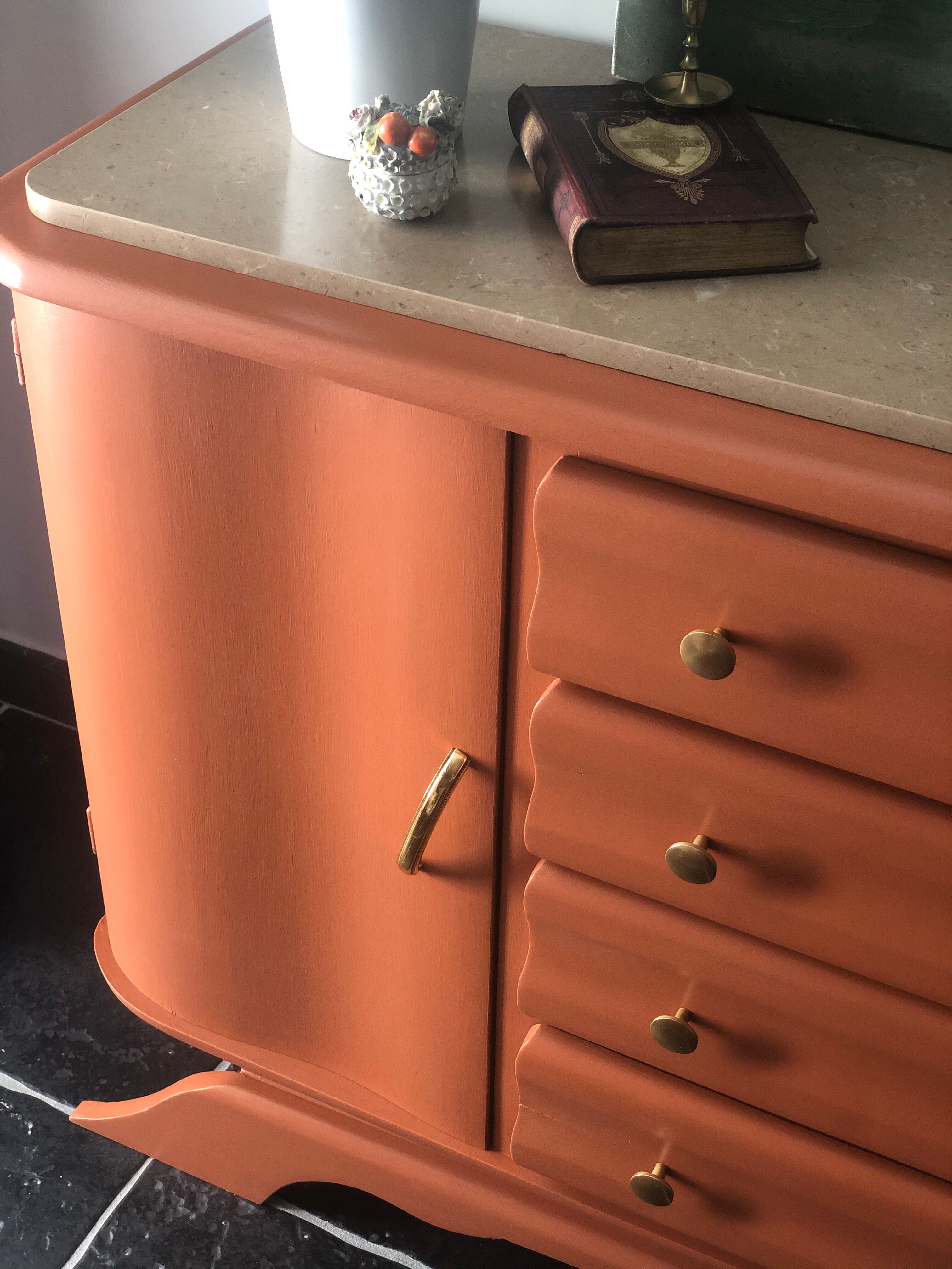 Terracotta vintage chest of drawers