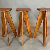Set of 3 brutalist bar stools