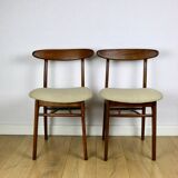 Chaises vintage Hałas beige bouclé - lot de 3