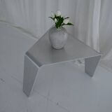 Sculptural Brushed Aluminum Side Table, Minimalist Contemporary Design
