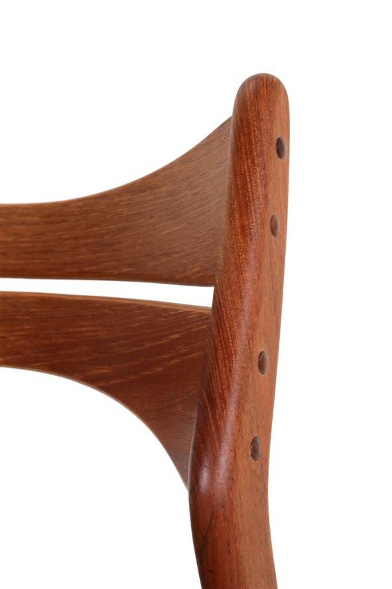ACO Møbler / Erik Buck “310” teak chair / black leather / mid-century Danish modern design / 1960s / Buch