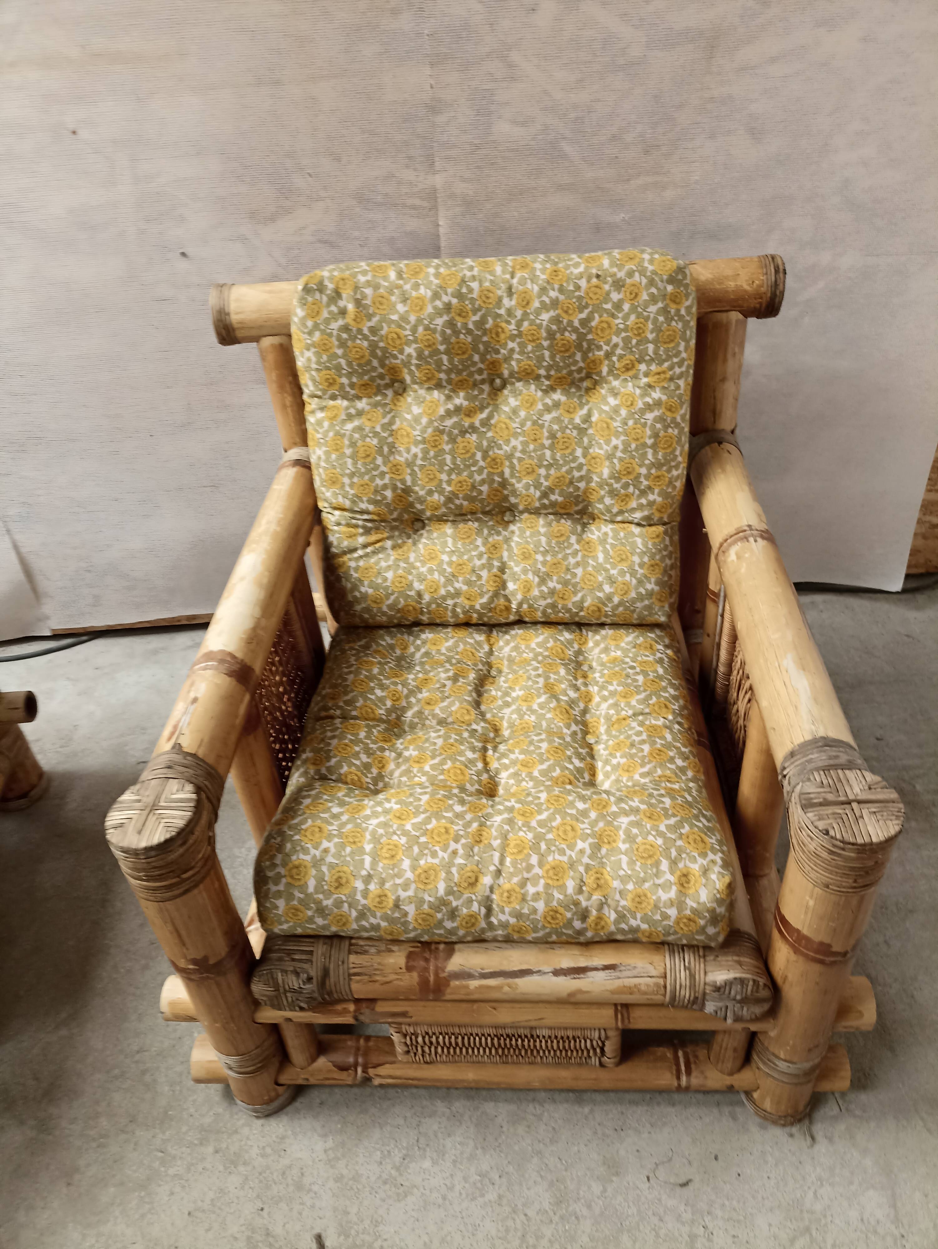 Cube bamboo armchair