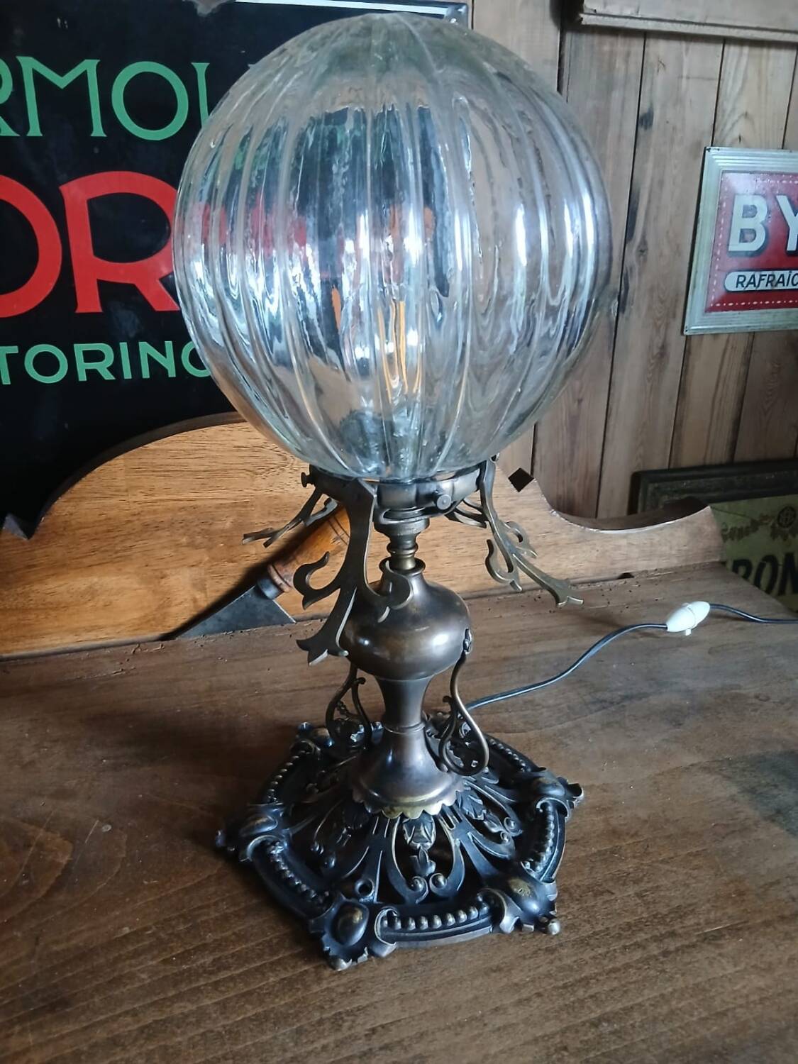 Bronze and glass lamp