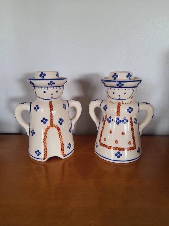 Pair of Polish ceramic candlesticks