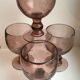 Set of 4 glasses with bubbled glass stems from biot violets 70s