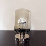 Lampe space age en chrome et verre fumé, 1970