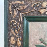 Antique original flower oil painting, yellow roses still life art