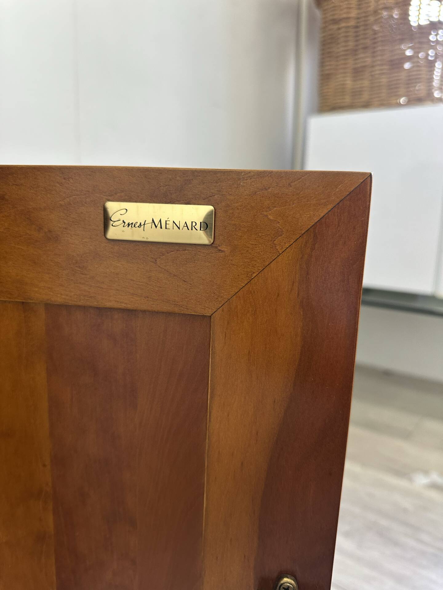 French vintage corner cabinet in solid wood by Ernest Ménard.
