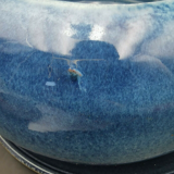 Blue ceramic bowl and its undercut