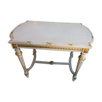 TABLE OFFICE GUERIDON LOUIS XVI WHITE AND GOLD