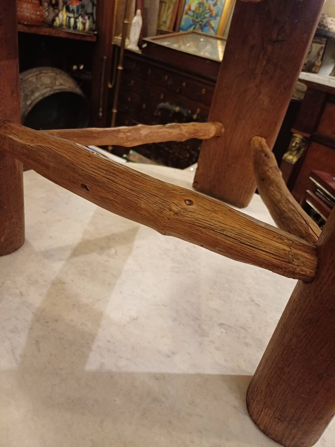 Brutalist Tripod Chair "Wabi-Sabi" Folk Art, 1900-1950