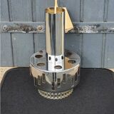 Designer chandelier from the 70s in glass and chrome metal