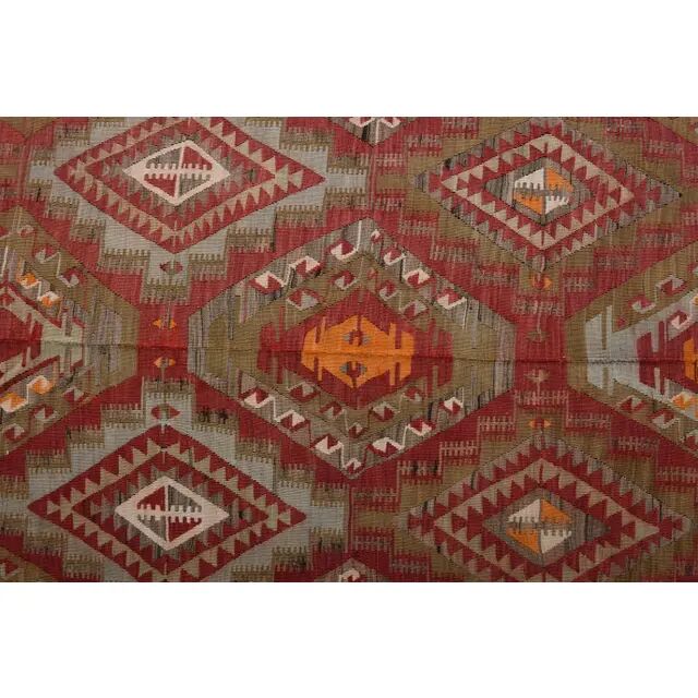 Vintage Turkish Hand-Knotted Wool Cotton Red Runner Rug 146x335
