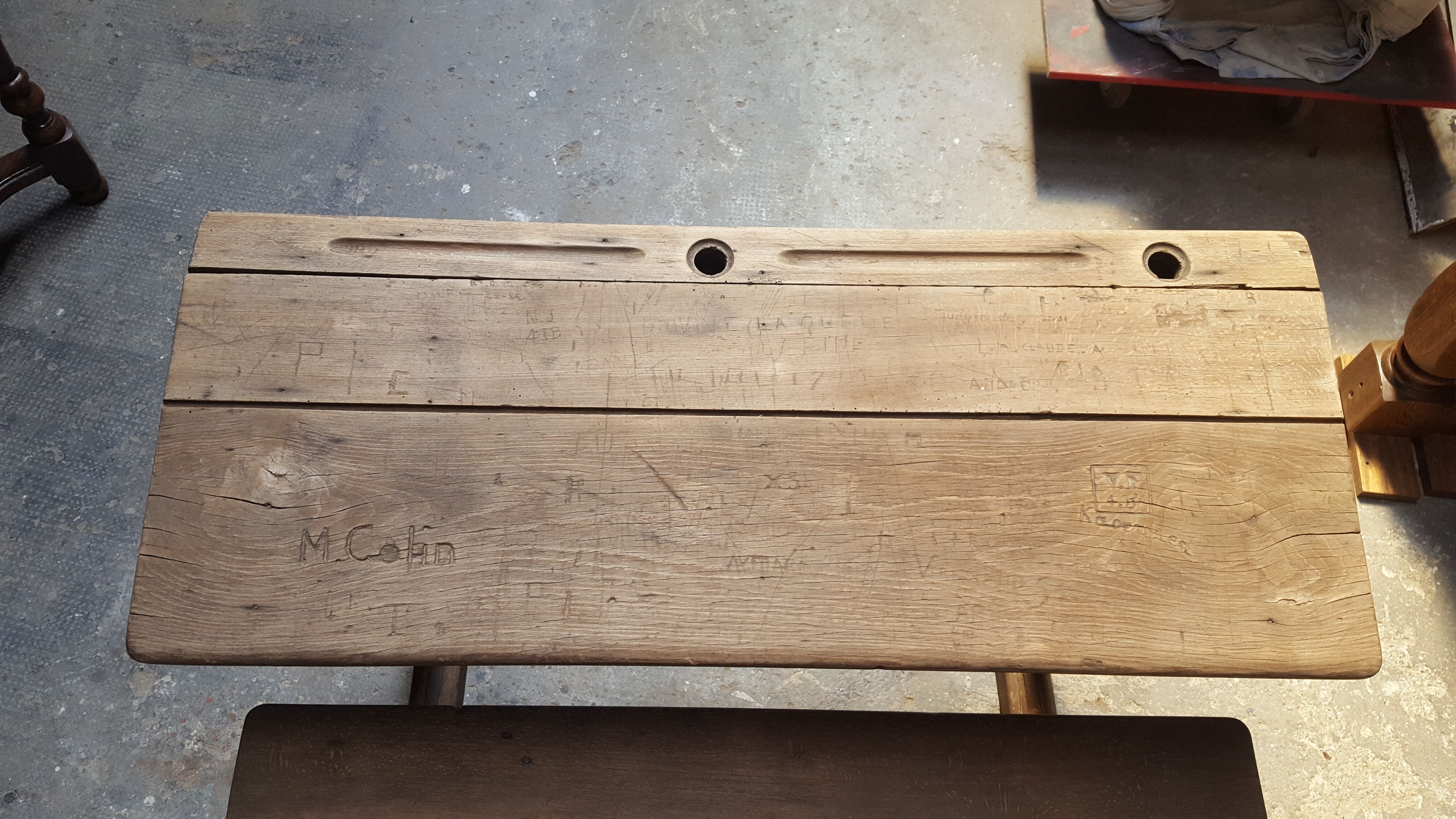 Table with period school bench