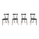 Vintage black leather dining chairs by Arrben Italy, 1980s - set of 4