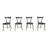 Chaises de salle à manger vintage en cuir noir par Arrben Italie, années 1980 - ensemble de 4