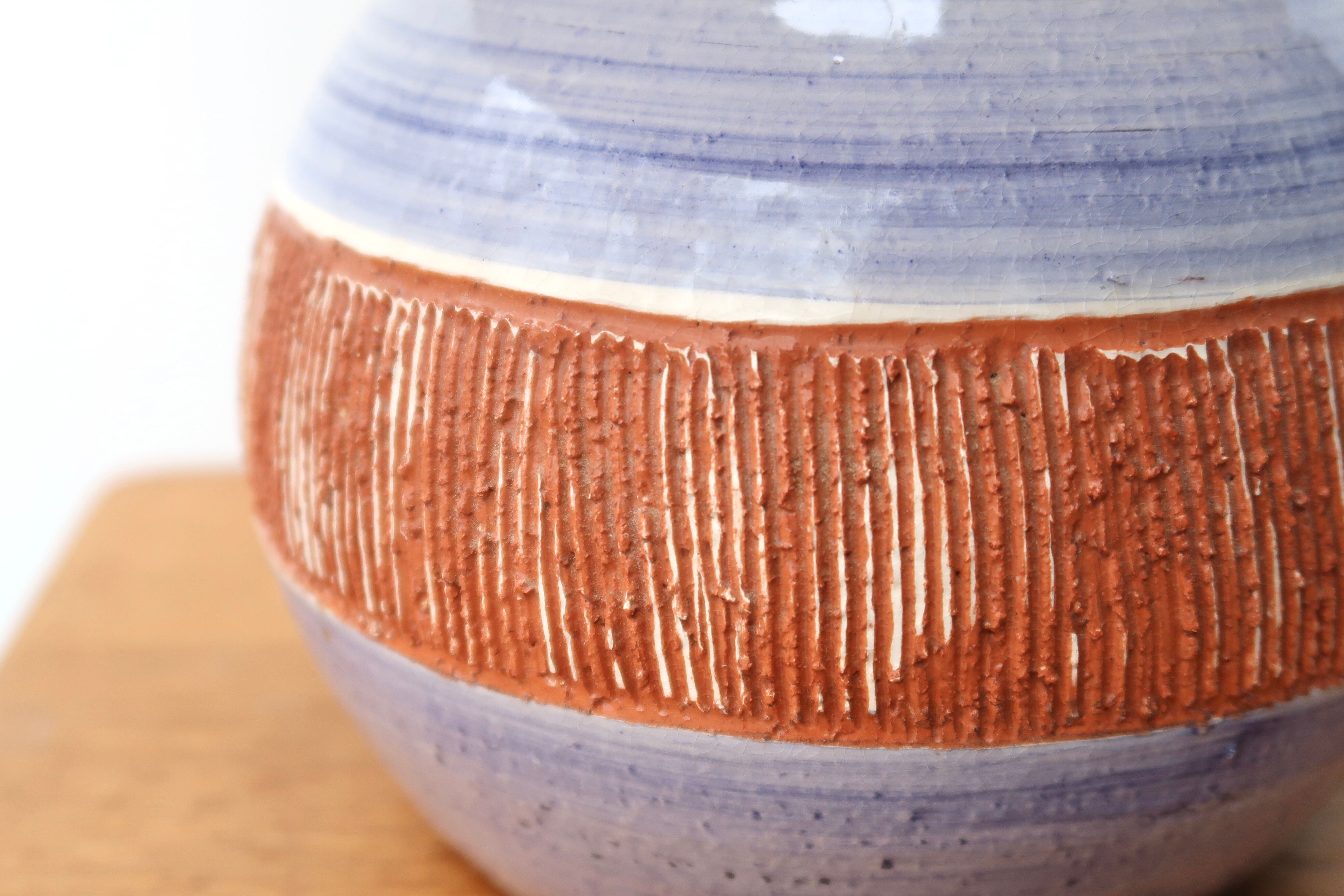 Ceramic lamp by Christian Muratore, raffia shade