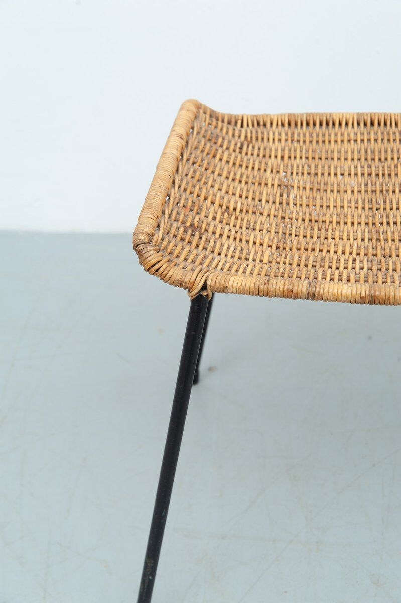 Gian Franco Legler attributed rattan stool, 1950s