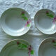6 assiettes fleurs roses creuses anciennes Saint Amand faience