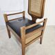 Chaise de hall en bois dur vintage avec rangement caché et porte-vêtements – Canne B