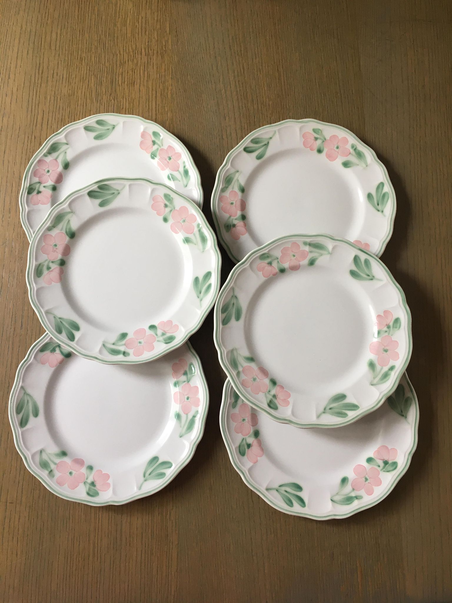 6 vintage dessert plates, Salins France