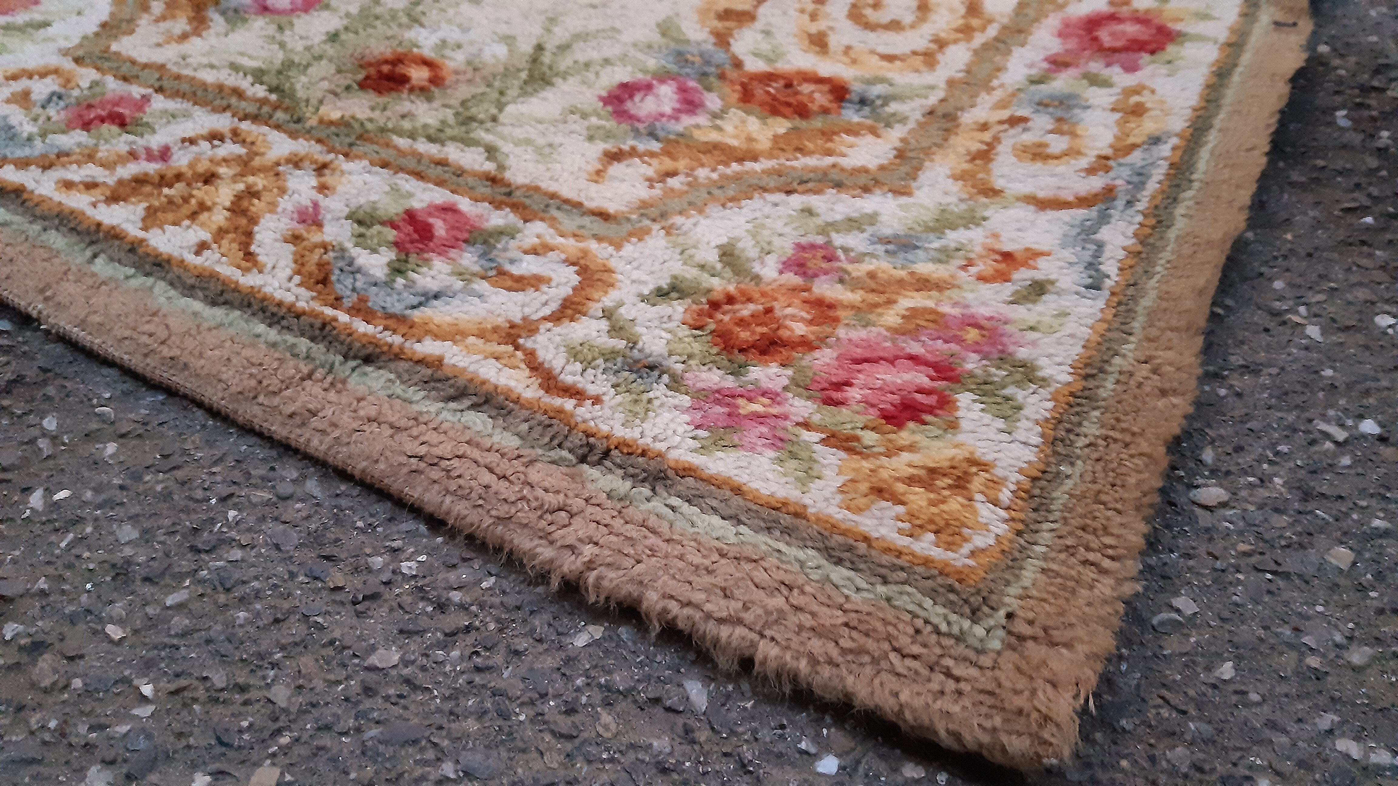 Pair of vintage carpets wool floral décor 137x68cm
