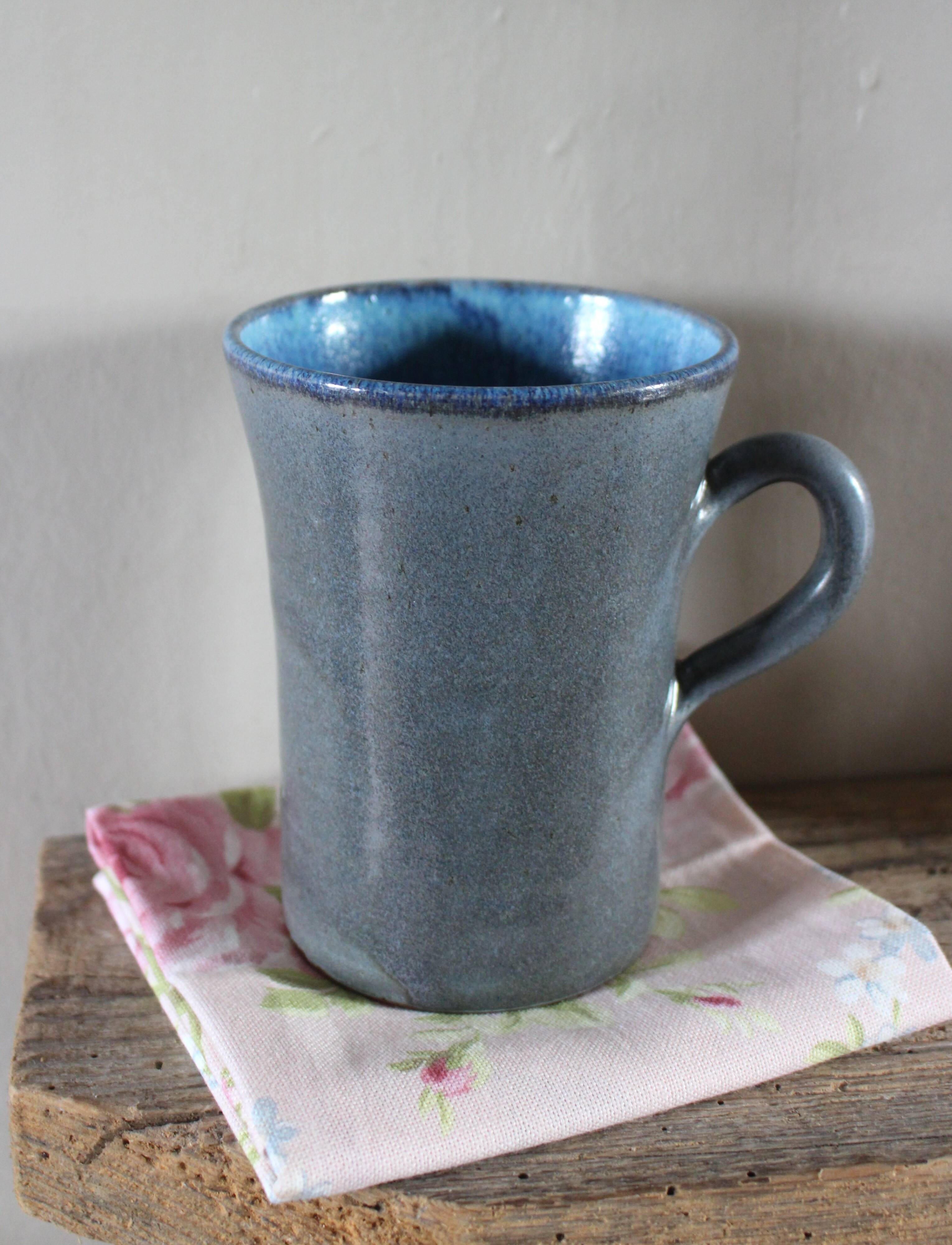Blue grey mug artisan pottery