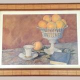 Old watercolor painting with oranges