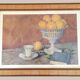 Old watercolor painting with oranges