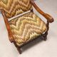 Pair of antique Baroque armchairs in beech, lime and fabric, 18th century.