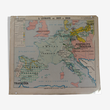 Ancient school map No.229 "Europe from 1803 to 1809"/ No.228 "Europe from 1812 to 1815"