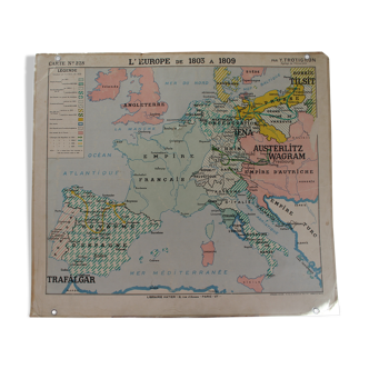 Ancient school map No.229 "Europe from 1803 to 1809"/ No.228 "Europe from 1812 to 1815"