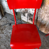 Set of 4 red metal chairs