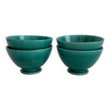 4 antique vintage green ceramic bowls